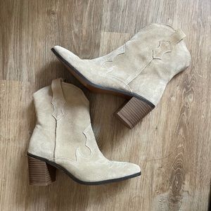 Zara Leather Cowboy Ankle Boots